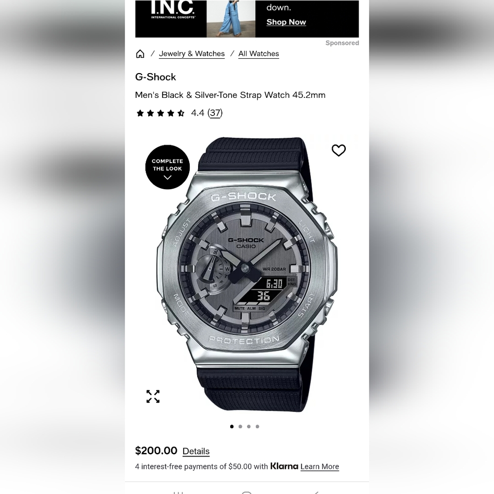 G-Shock Silver and Black Smartwatch